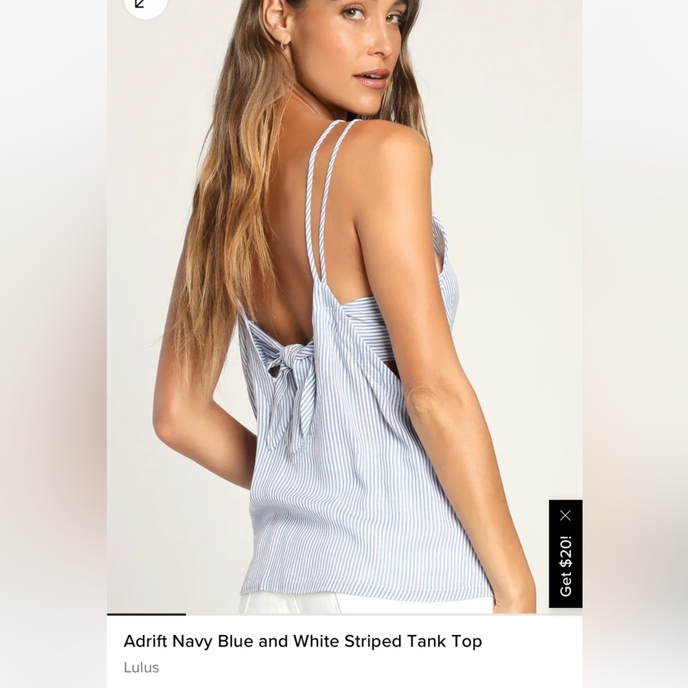 Lulus Adrift Navy and White tank, like new